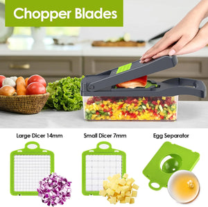 Vegetable Chopper,  Veggie Chopper, Multifunctional 12 in 1 Food Chopper, Vegetable Slicer Dicer with 8 Blades, Onion Chopper Vegetable Cutter with Salad Garlic Carrot