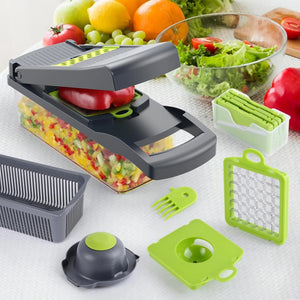 Vegetable Chopper,  Veggie Chopper, Multifunctional 12 in 1 Food Chopper, Vegetable Slicer Dicer with 8 Blades, Onion Chopper Vegetable Cutter with Salad Garlic Carrot