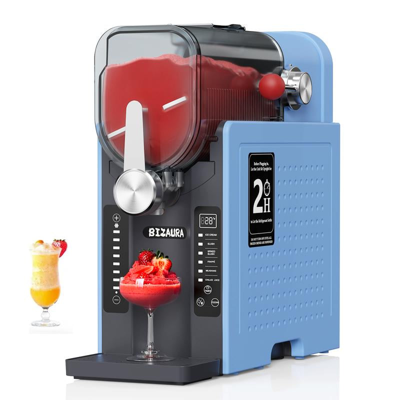 Bizaura Slushie Machine: Fathersdaygift No Ice Needed All-In-One Slushy Maker for Home, Real-Time Temp Display, Auto-Clean, 6 Preset | Frozen Margaritas, Cocktails, Frappés, Ice Cream, Smoothies, Milkshakes,Summer Parties