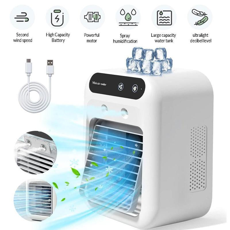 Portable Air Conditioners, 3-In-1 Cooling Fan with 2-Speed Mist Fan, Mini Air Cooler for Traveling, Office, Living Room, Bedroom
