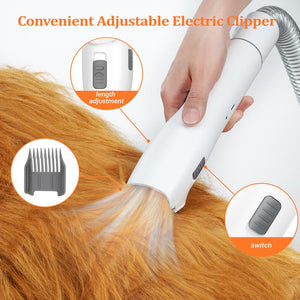 BXYY Dog Grooming Kit & 5 in 1 Pet Vacuum with 99% Suction, 1.5L Dust Cup, Shedding Brush, Electric Clipper & Hair Remover Roller for Dogs & Cats