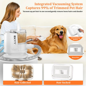 BXYY Dog Grooming Kit & 5 in 1 Pet Vacuum with 99% Suction, 1.5L Dust Cup, Shedding Brush, Electric Clipper & Hair Remover Roller for Dogs & Cats